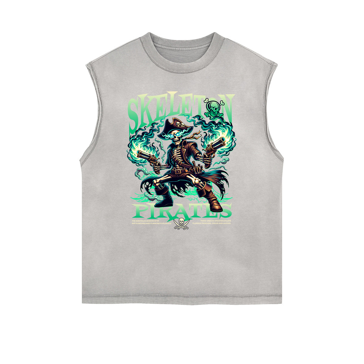 Camiseta sin mangas con estampado de calavera desgastada