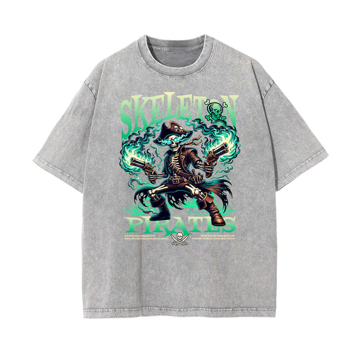 Camiseta con estampado de calavera lavada a la piedra