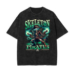 Camiseta de algodón con estampado de calavera lavada