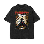 Camiseta de algodón con estampado de calavera lavada