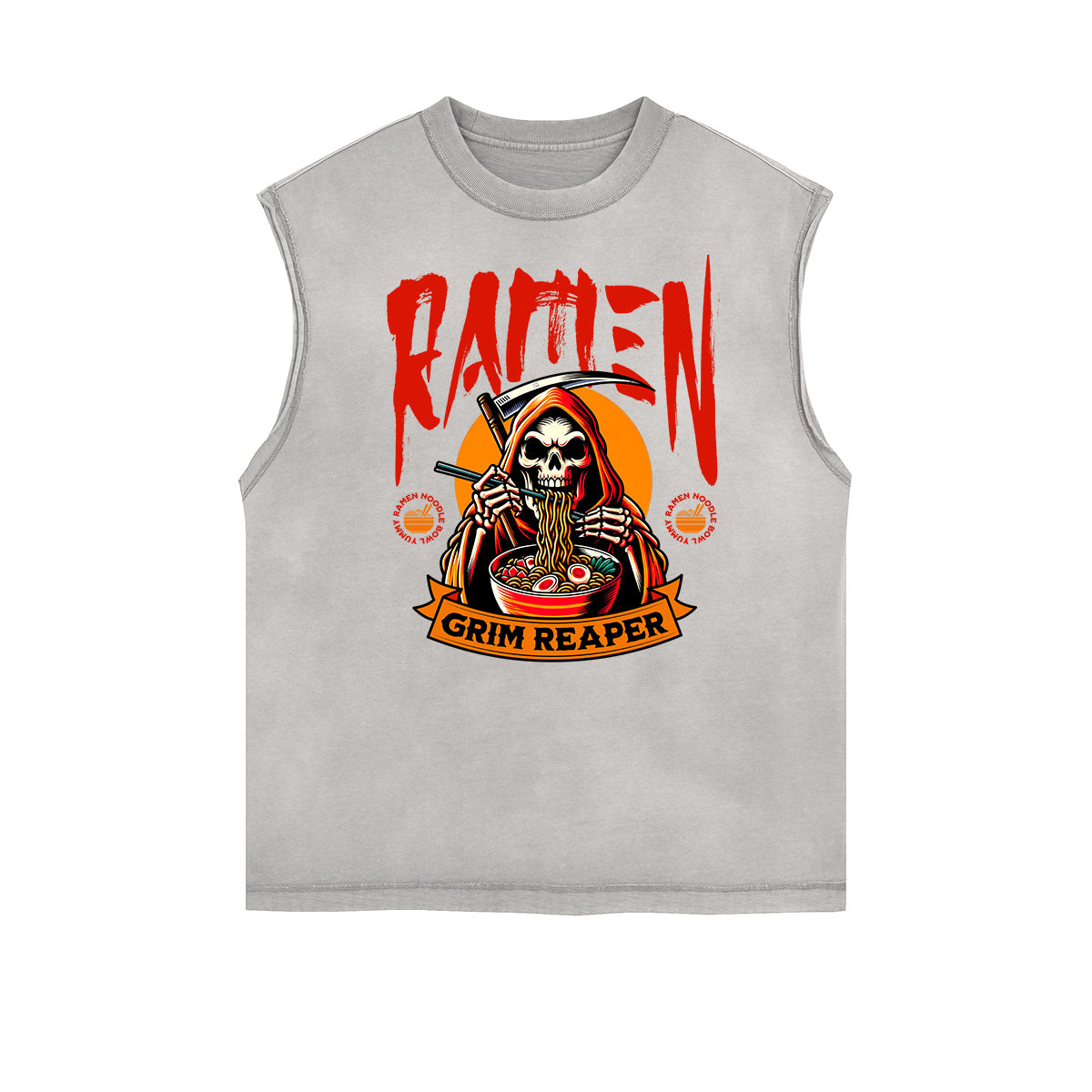 Camiseta sin mangas con estampado de calavera desgastada