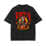 Camiseta de algodón con estampado de calavera lavada
