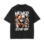 Camiseta de algodón con estampado de calavera lavada