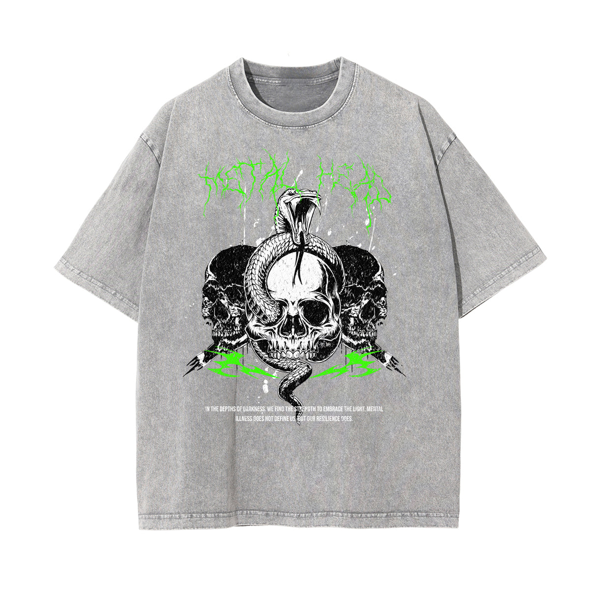 Camiseta con estampado de calavera lavada a la piedra
