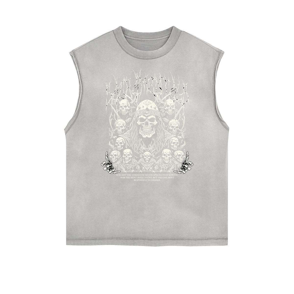 Camiseta sin mangas con estampado de calavera desgastada