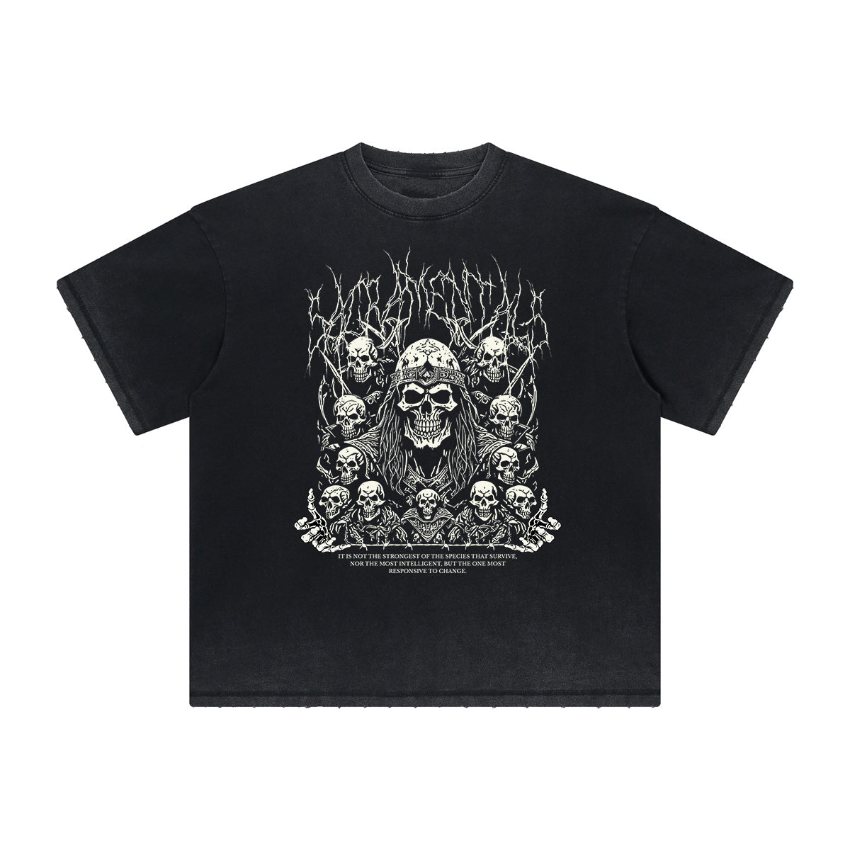 Thick Faded Skull Graphic T Shirt