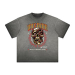 Vintage Frayed Skull Pattern Tee