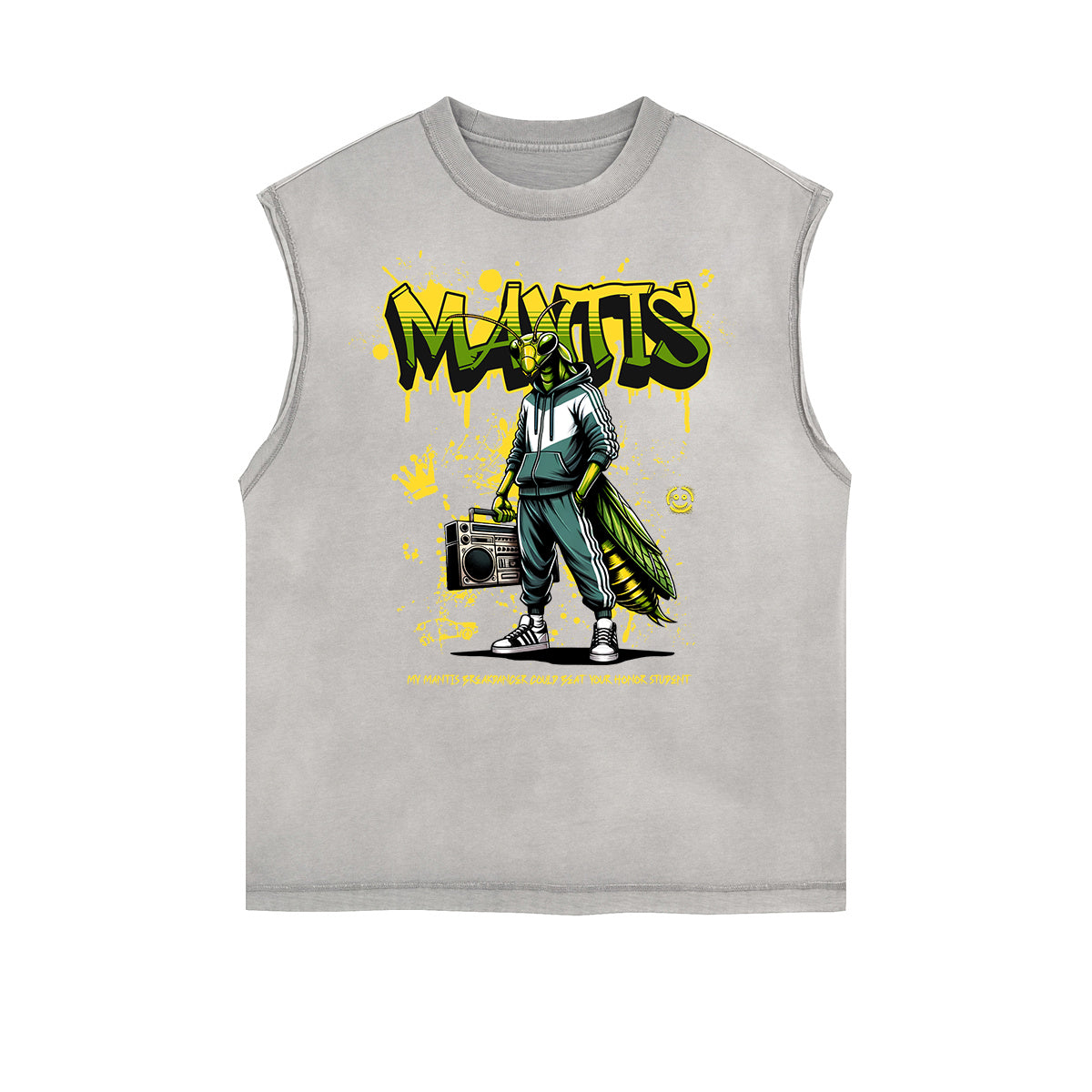 Camiseta sin mangas con gráfico de tinta salpicada y bordes deshilachados