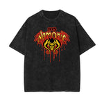 Camiseta de algodón con estampado gráfico de tinta lavada y salpicada