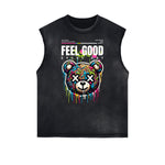 Camiseta sin mangas desgastada con estampado de salpicaduras de tinta