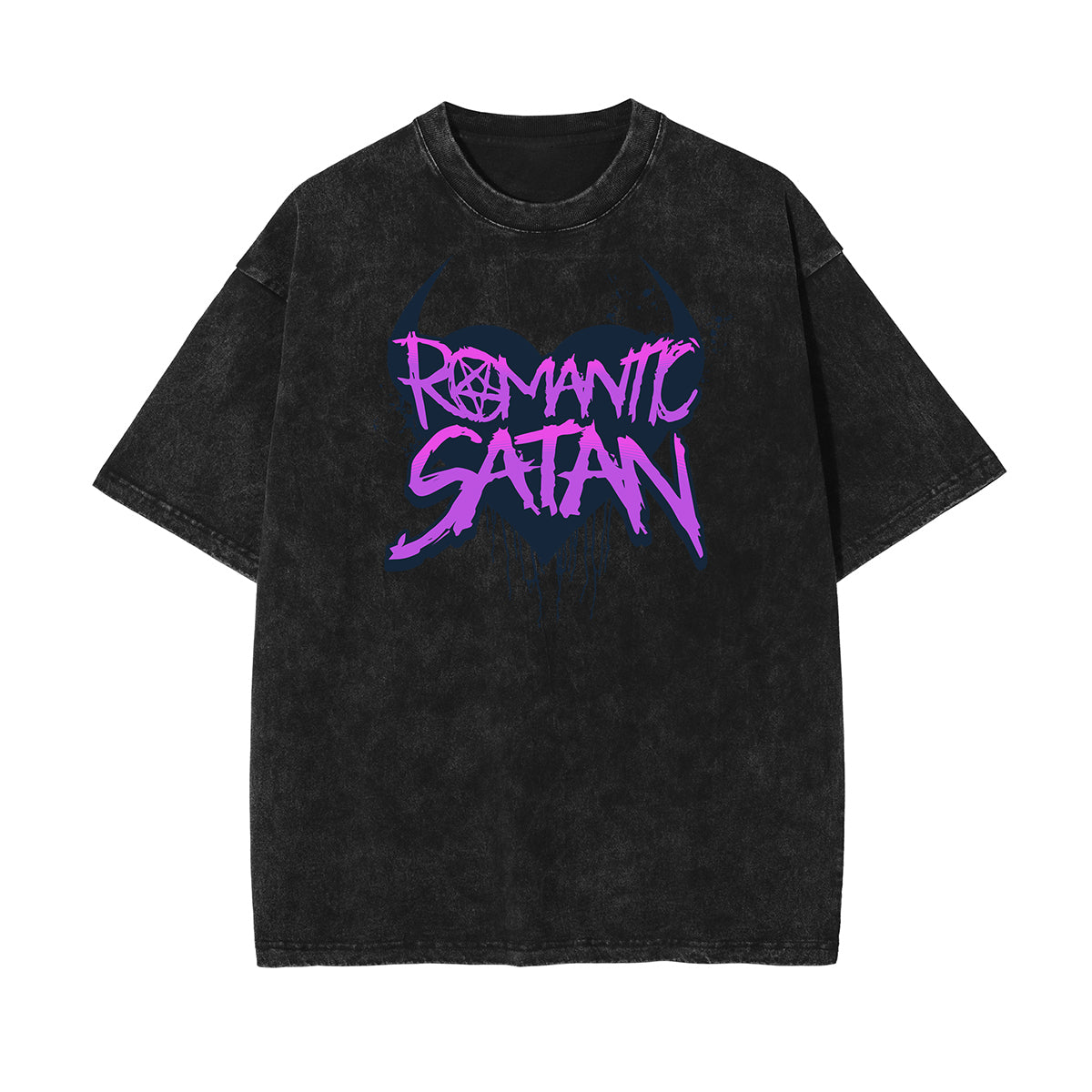 Camiseta de algodón con estampado gráfico de tinta lavada y salpicada