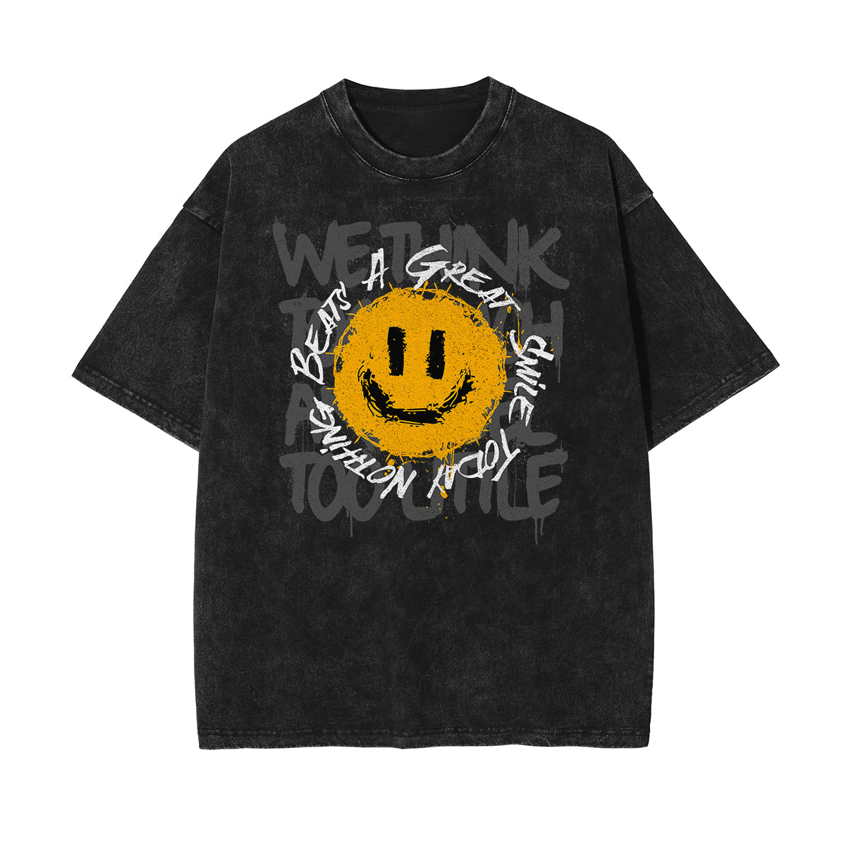 Camiseta de algodón con estampado gráfico de tinta lavada y salpicada