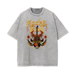 Camiseta de algodón con estampado gráfico estilo rock lavado