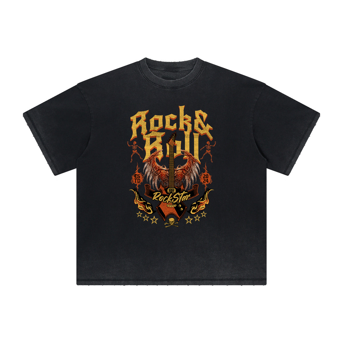 Thick Faded Rock Style Graphic T Shirt