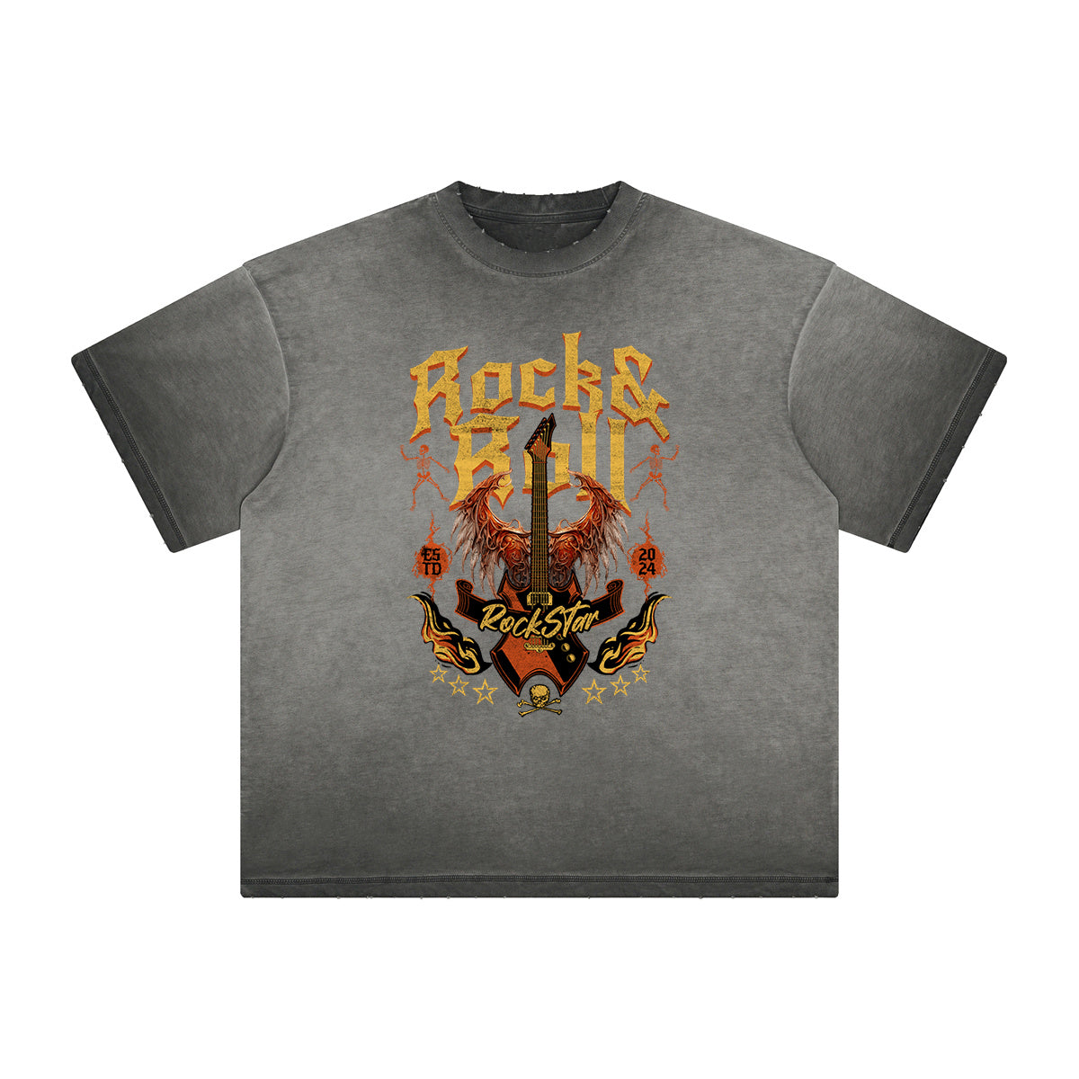 Vintage Frayed Rock Style Pattern Tee