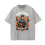 Camiseta de algodón con estampado gráfico estilo rock lavado