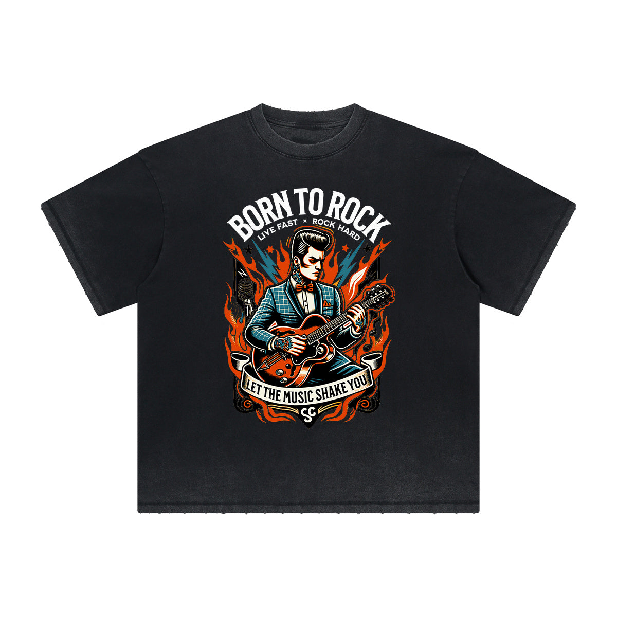 Thick Faded Rock Style Graphic T Shirt
