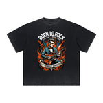 Thick Faded Rock Style Graphic T Shirt