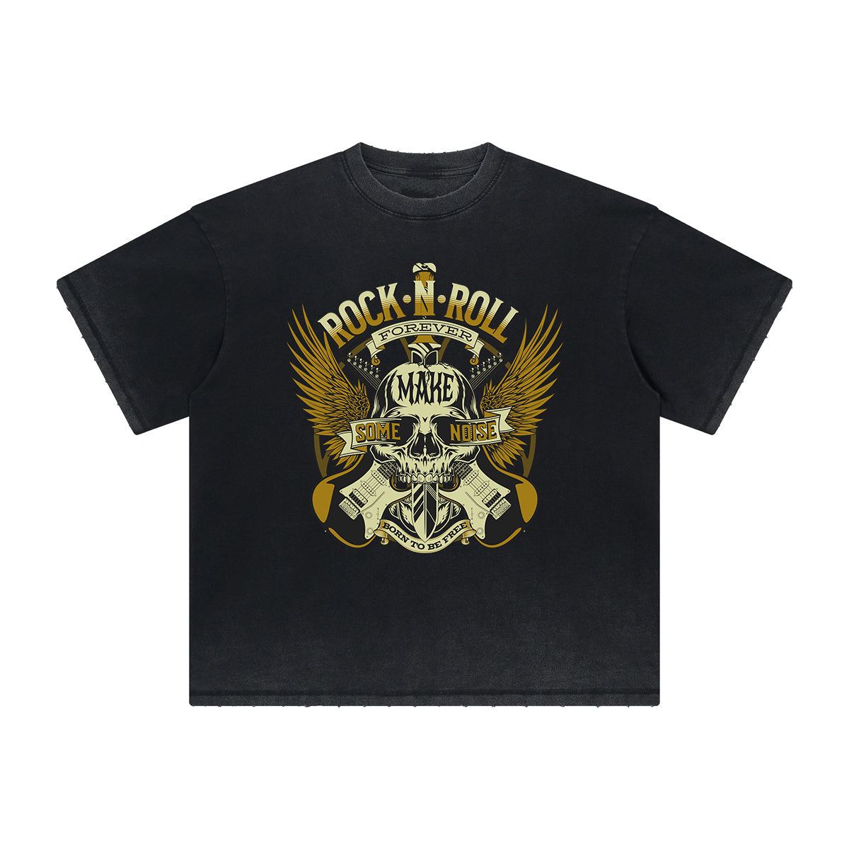 Thick Faded Rock Style Graphic T Shirt