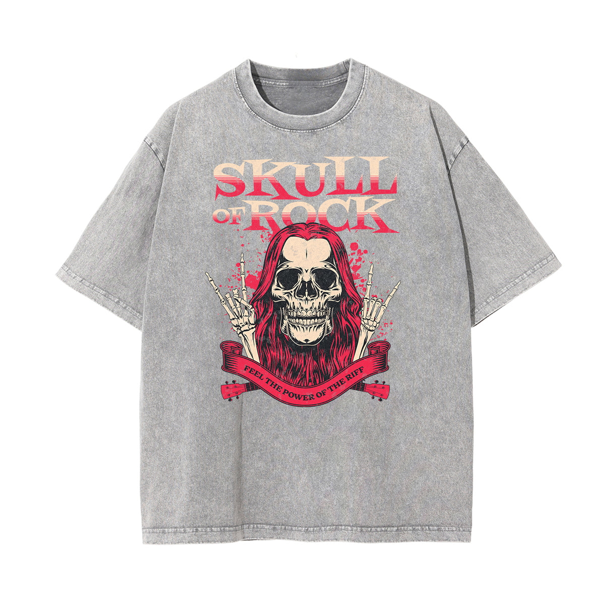 Camiseta de algodón con estampado gráfico estilo rock lavado