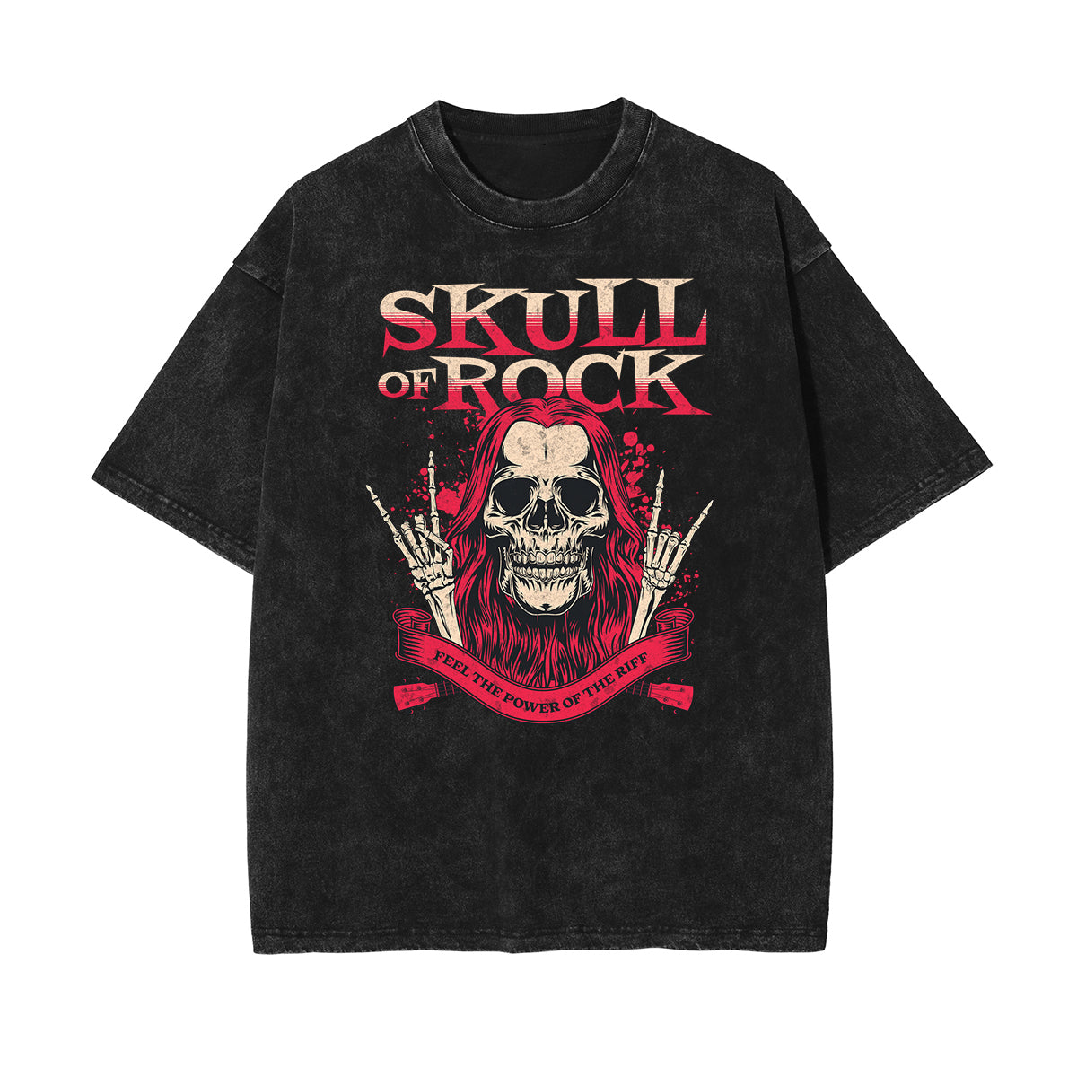 Stone Wash Rock Style Pattern T Shirt