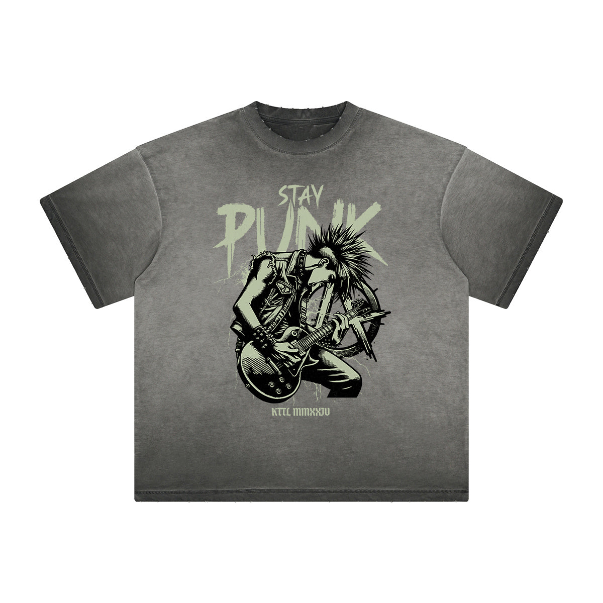 Vintage Frayed Rock Style Pattern Tee