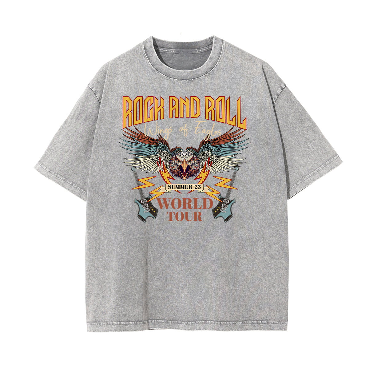 Camiseta de algodón con estampado gráfico estilo rock lavado
