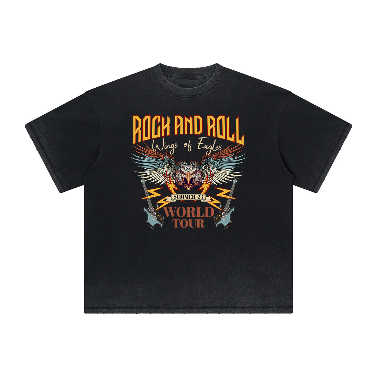 Thick Faded Rock Style Graphic T Shirt