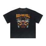 Thick Faded Rock Style Graphic T Shirt