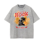 Camiseta de algodón con estampado gráfico estilo rock lavado