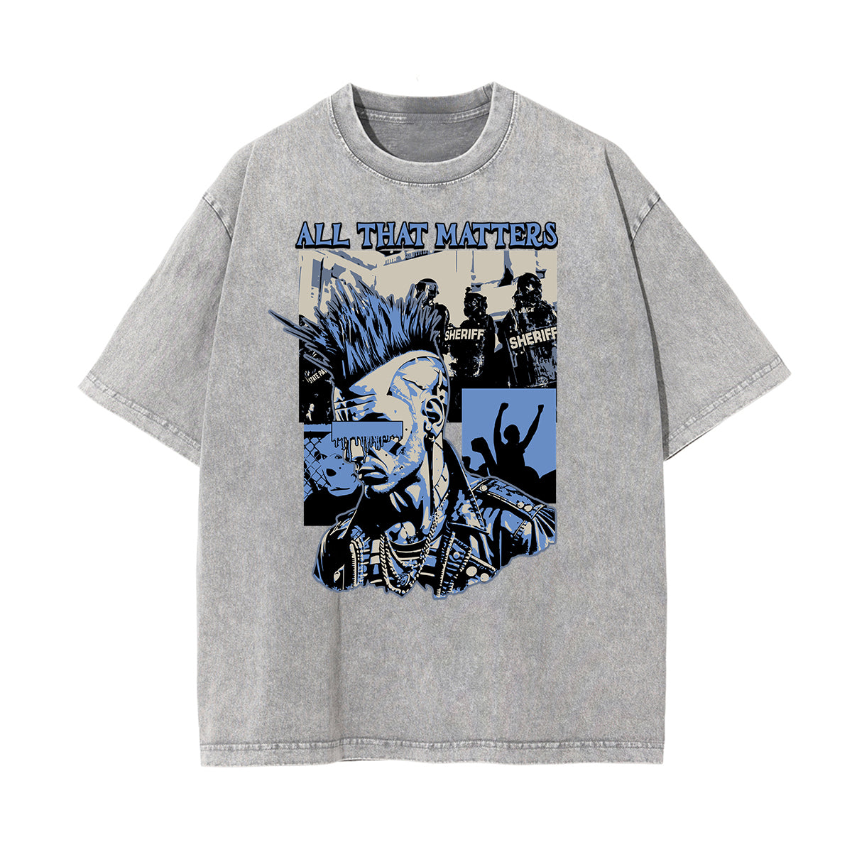 Camiseta de algodón con estampado gráfico estilo rock lavado