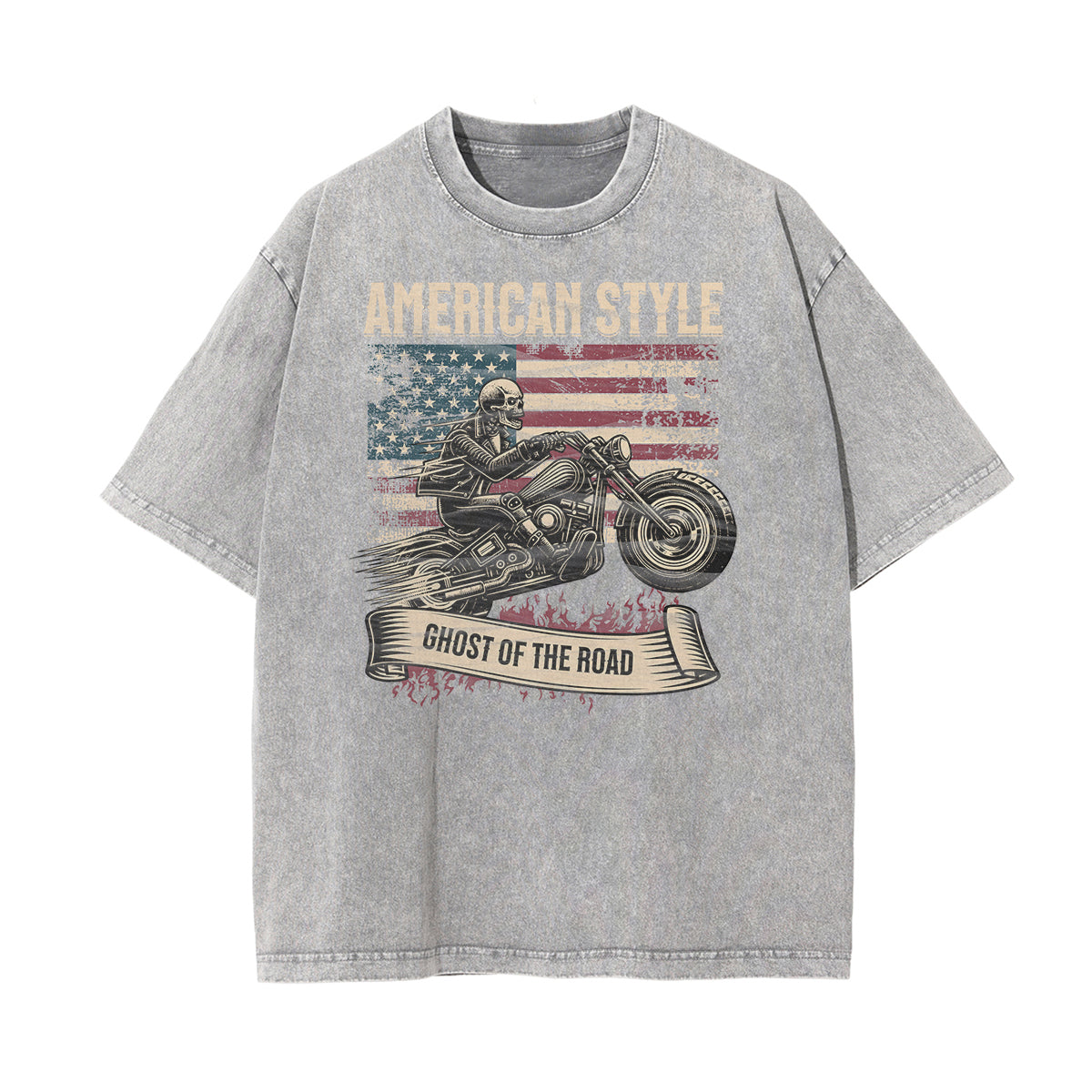 Camiseta de algodón con estampado gráfico estilo rock lavado