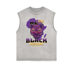 Camiseta sin mangas con tótem africano y bordes deshilachados