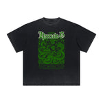 Camiseta vintage con estampado de dioses y fe deshilachados
