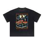 Camiseta vintage con estampado de dioses y fe deshilachados