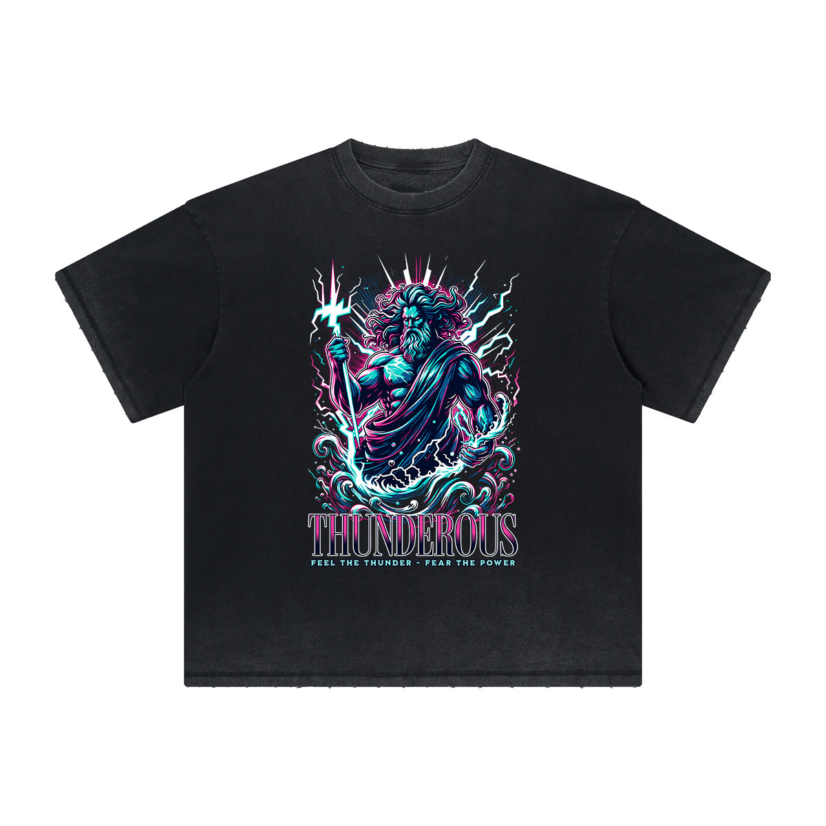 Camiseta vintage con estampado de dioses y fe deshilachados