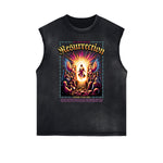 Distressed Sleeveless Gods & Faith Pattern Tee