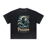 Camiseta vintage con estampado de dioses y fe deshilachados