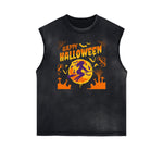 Camiseta sin mangas desgastada con estampado de dibujos animados divertidos