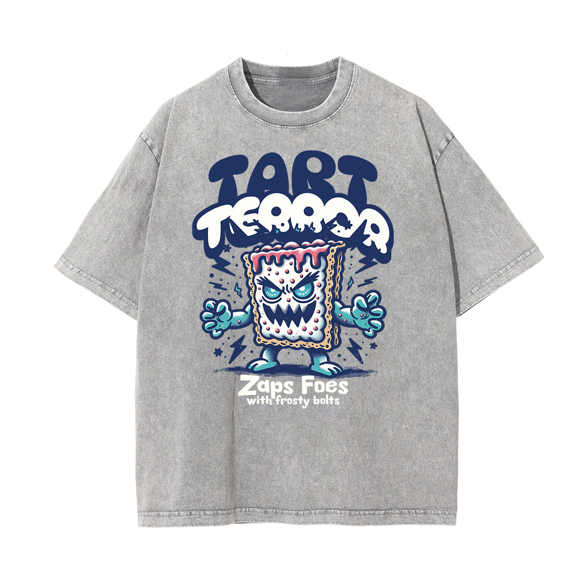 Camiseta de algodón lavado con estampado de dibujos animados divertidos