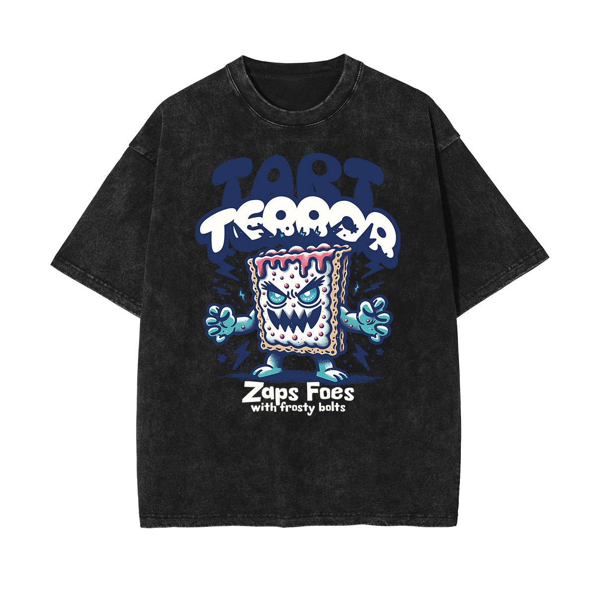 Camiseta con estampado de dibujos animados divertidos con lavado a la piedra