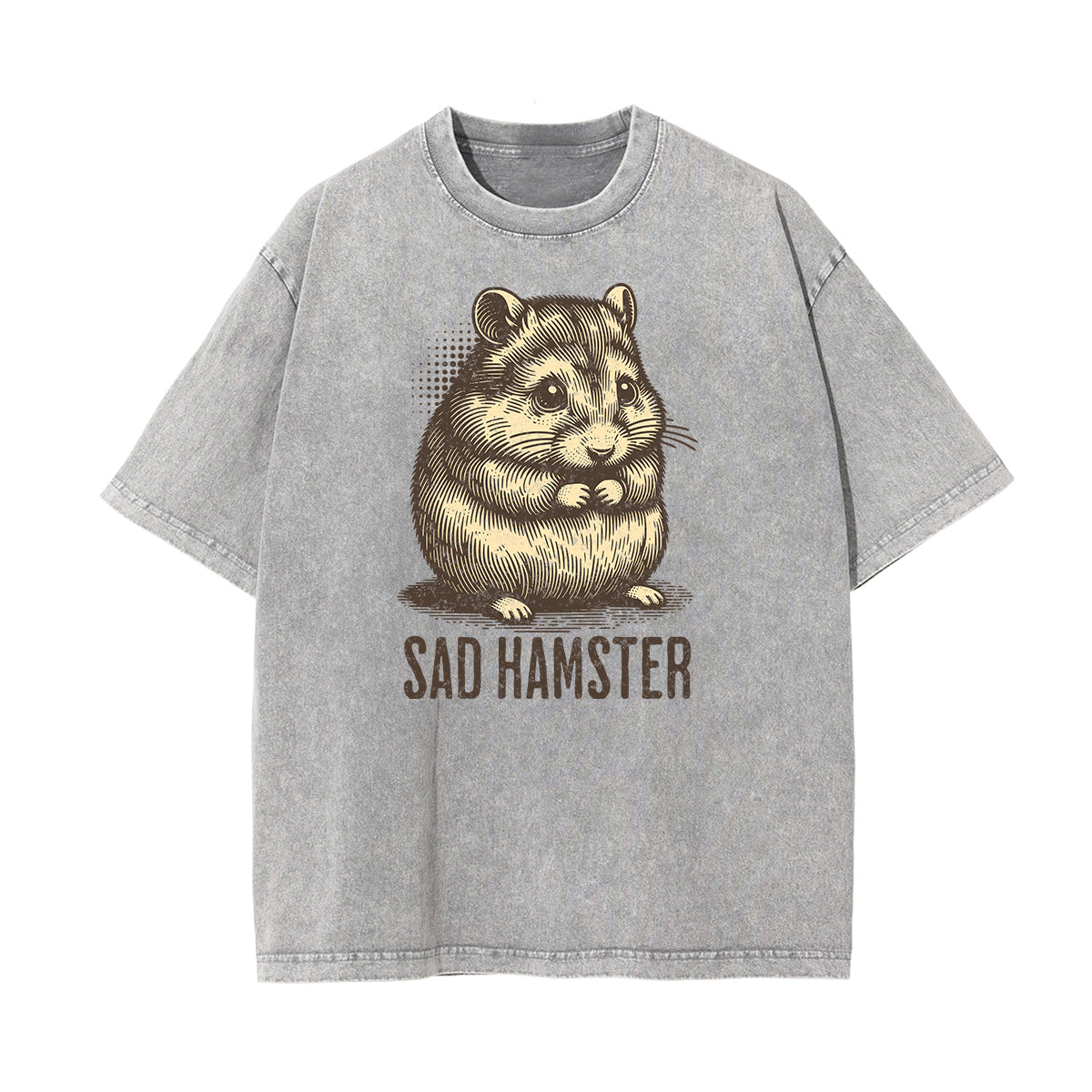 Camiseta de algodón lavado con estampado de dibujos animados divertidos