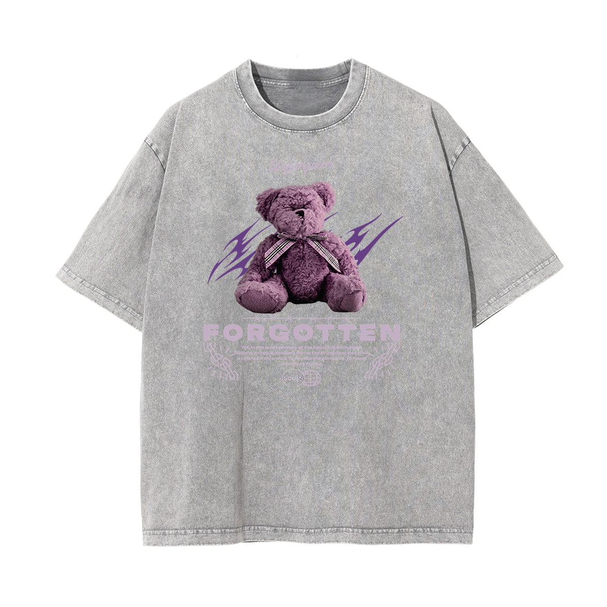 Camiseta de algodón lavado con estampado de dibujos animados divertidos