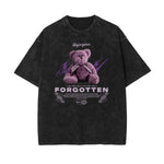 Camiseta con estampado de dibujos animados divertidos con lavado a la piedra