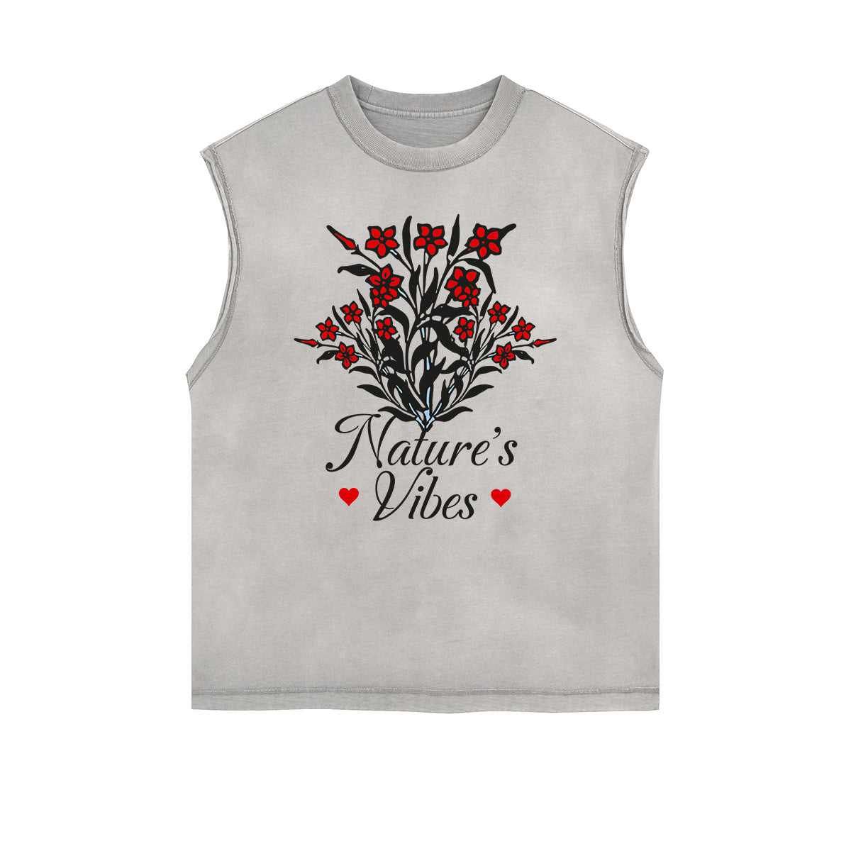 Camiseta sin mangas con estampado de dibujos animados divertidos y bordes deshilachados