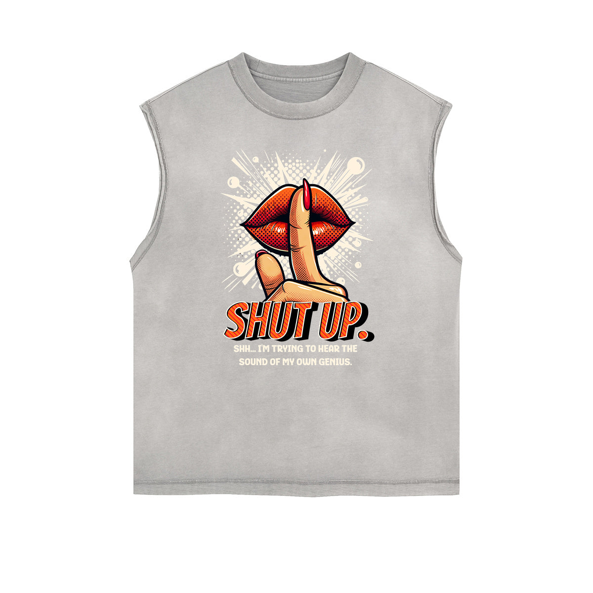 Camiseta sin mangas con estampado de dibujos animados divertidos y bordes deshilachados