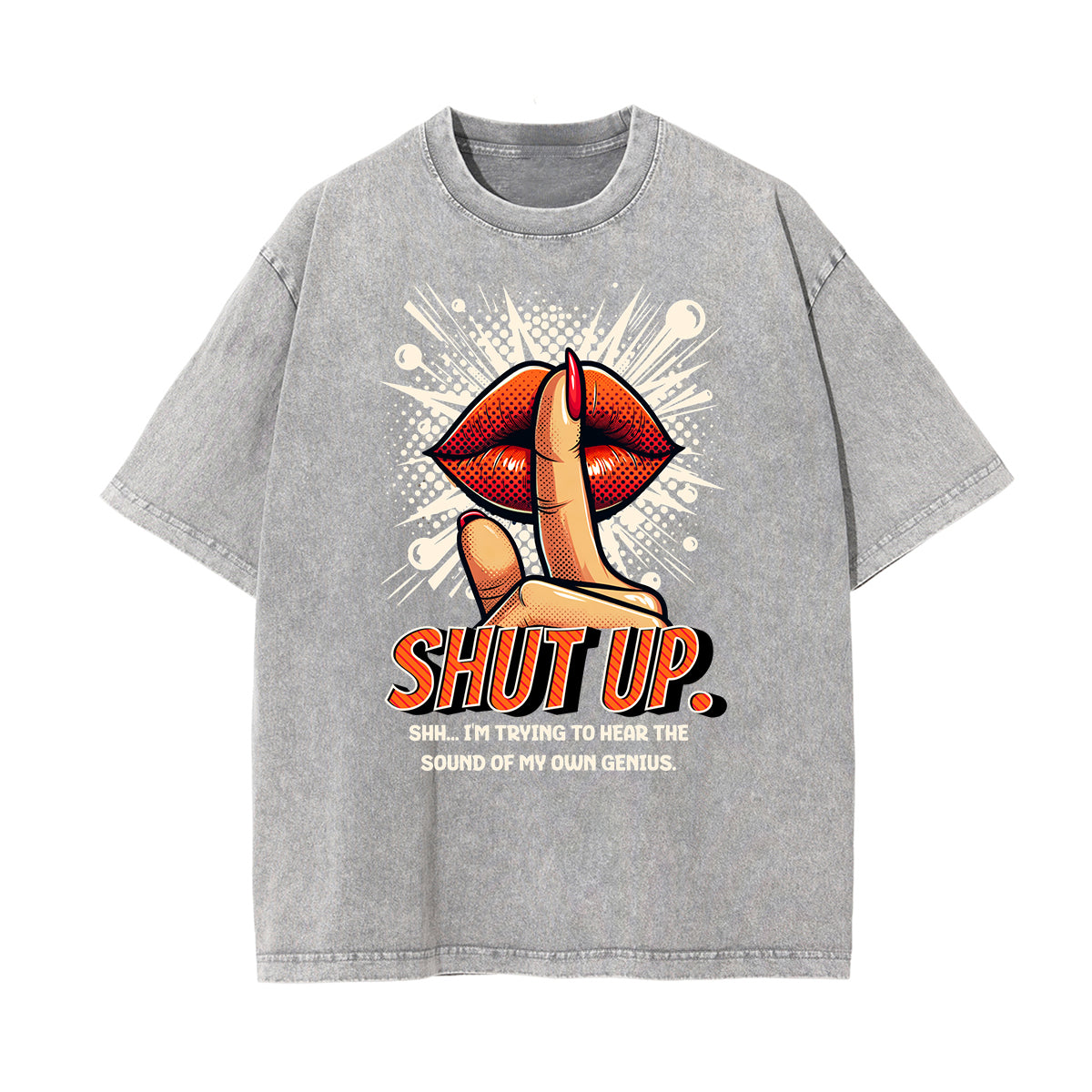 Camiseta de algodón lavado con estampado de dibujos animados divertidos