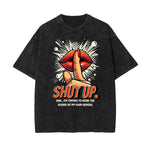 Camiseta con estampado de dibujos animados divertidos con lavado a la piedra