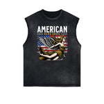 Camiseta sin mangas desgastada con estampado de dibujos animados divertidos