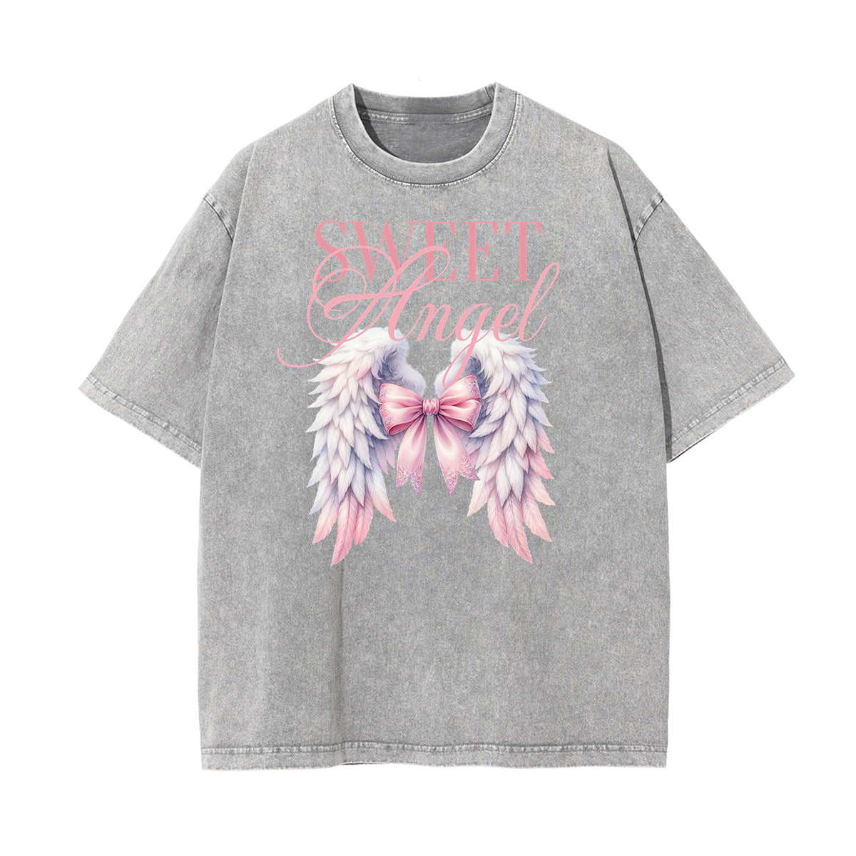 Camiseta de algodón lavado con estampado de dibujos animados divertidos